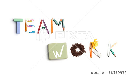 The words team work created from office stationery 38539932