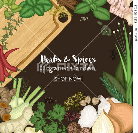 Background design with herbs and spices 38540318