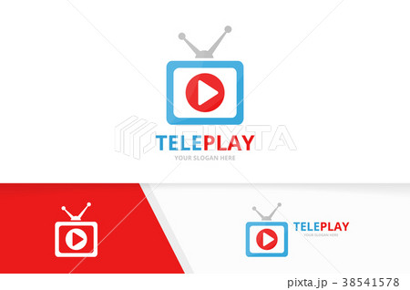 Vector button play and tv logo combination. Record Vector button play and tv logo combination. Record 38541578