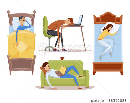 Sleeping young woman at home vector illustration 38542023