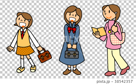 人の一生を描くシリーズ 女の子 中学生 高校生 大学生 イラストのイラスト素材