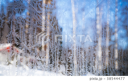 Window frost. Ice crystals pattern texture Window frost. Ice crystals pattern texture 38544477