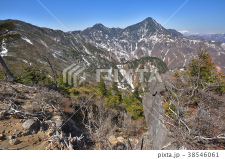 オロ山付近から見た残雪の皇海山と鋸山、庚申山、渡良瀬川源流域 38546061