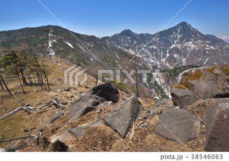 オロ山付近から見た残雪の皇海山と鋸山、庚申山、渡良瀬川源流域 オロ山付近から見た残雪の皇海山と鋸山、庚申山、渡良瀬川源流域 38546063