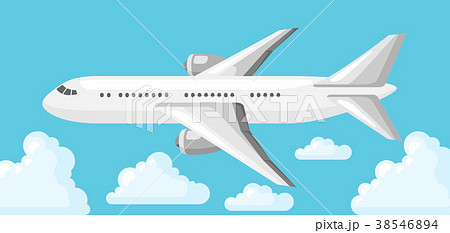 Illustration of airplane on blue sky and clouds 38546894