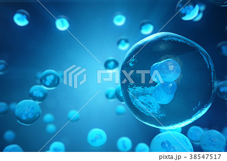 Human or animal cells on blue background. Concept 38547517