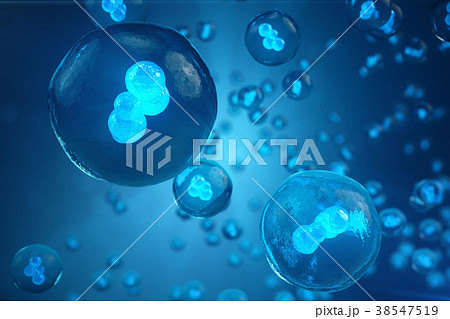 Human or animal cells on blue background. Concept 38547519