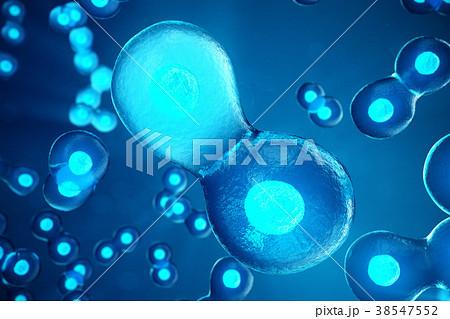Human or animal cells on blue background. Concept 38547552