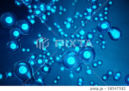 Human or animal cells on blue background. Concept 38547582