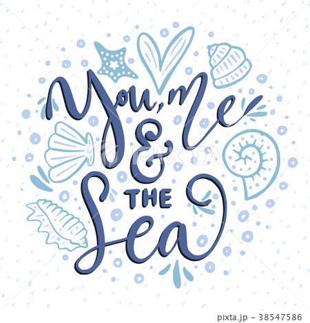 You, me the sea. Vector card 38547586