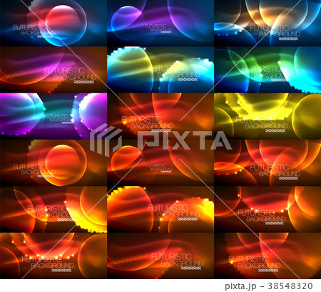 Set of magic neon shape abstract background, shiny Set of magic neon shape abstract background, shiny 38548320