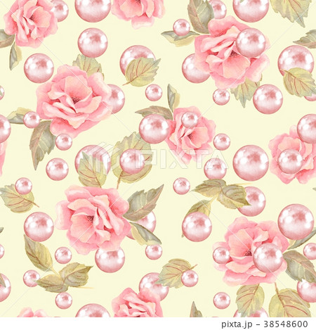 Roses and pearls. Floral seamless pattern Roses and pearls. Floral seamless pattern 38548600