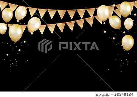 Glossy Happy Birthday Balloons Background Vector 38549134