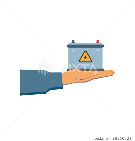 vector flat man hand holding car battery icon 38550523