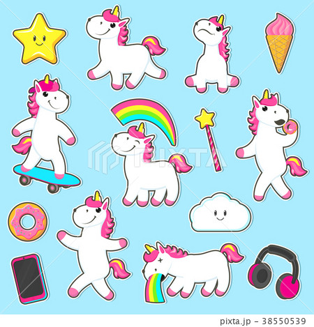 Big set of rainbow unicorn character stickers Big set of rainbow unicorn character stickers 38550539