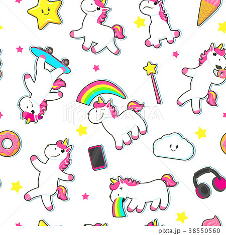 Seamless pattern with cute unicorn characters Seamless pattern with cute unicorn characters 38550560