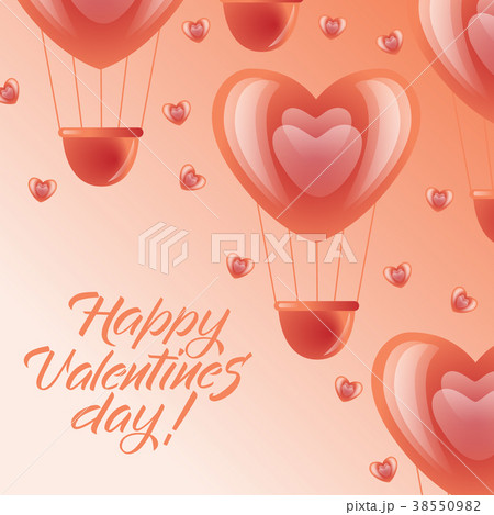 Happy Valentine day card - pink heart air balloons Happy Valentine day card - pink heart air balloons 38550982
