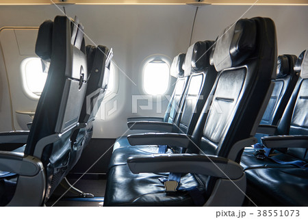 Comfortable leather seats in airplane Comfortable leather seats in airplane 38551073