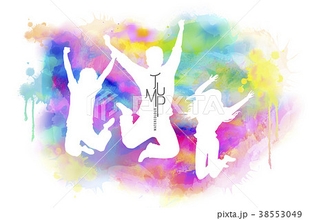 Watercolor jumping people 38553049