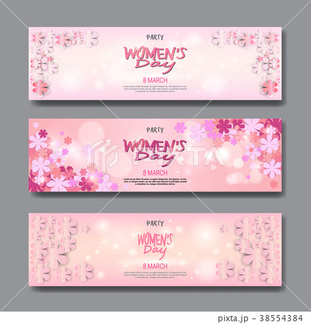 8 March Party Invitations Set Happy Womens Day 38554384