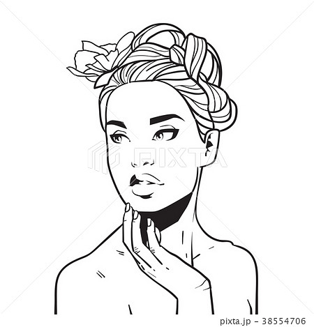 Beautiful Woman Face, Hand Drawn Young Girl With Beautiful Woman Face, Hand Drawn Young Girl With 38554706