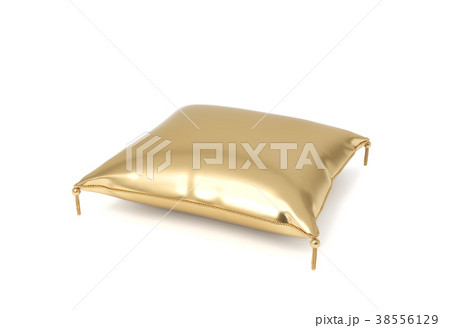 3d rendering of a pillow made of golden fabric 3d rendering of a pillow made of golden fabric 38556129