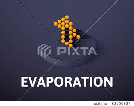 Evaporation isometric icon, isolated on color 38556387
