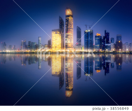 Panorama view of Abu Dhabi Skyline at sunset, UAE Panorama view of Abu Dhabi Skyline at sunset, UAE 38556849