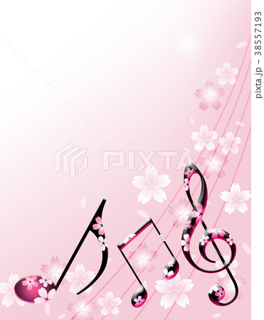 桜　音楽　コンサート　譜面　楽譜　春　ト音記号 38557193