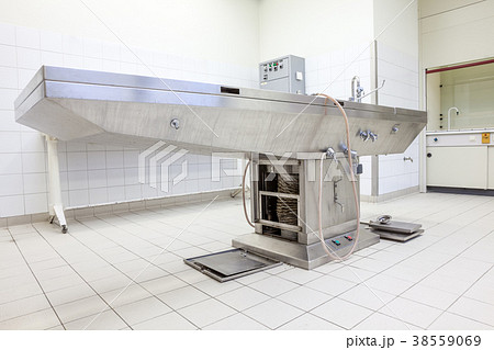 Autopsy tables in morgue 38559069