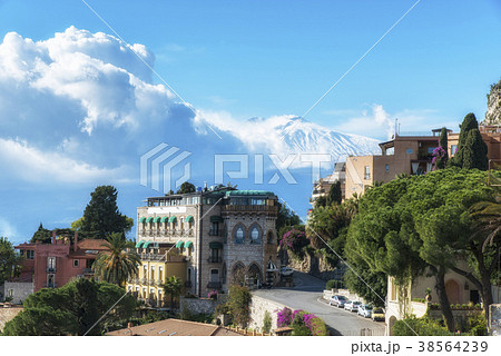 Taormina city with the volcano Etna 38564239