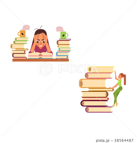 Vector flat education, work stress overwork set 38564487