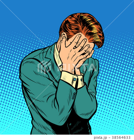 depressed man. A face closed by hands 38564633