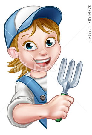 Cartoon Gardener or Farmer Woman 38564870