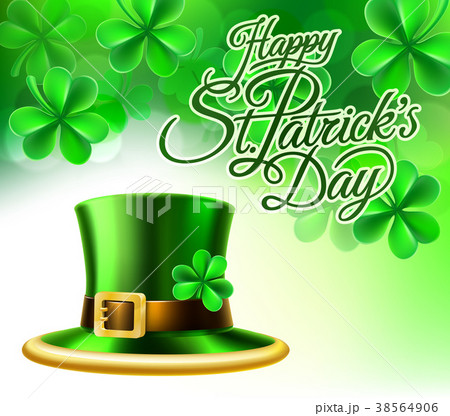 Happy St Patricks Day Leprechaun Hat Shamrock Signのイラスト素材