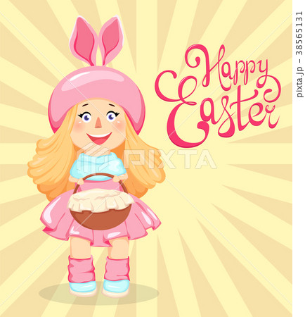 Happy Easter. Cute girl in a costume of rabbit Happy Easter. Cute girl in a costume of rabbit 38565131