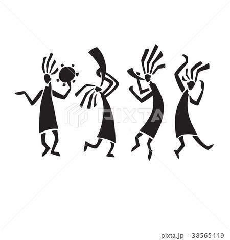 Silhouette of musicians and dancers Silhouette of musicians and dancers 38565449