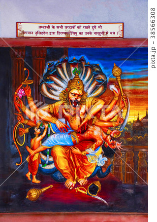 Narasimha Vishnu’s Avatar as semi-man, semi-lion 38566308