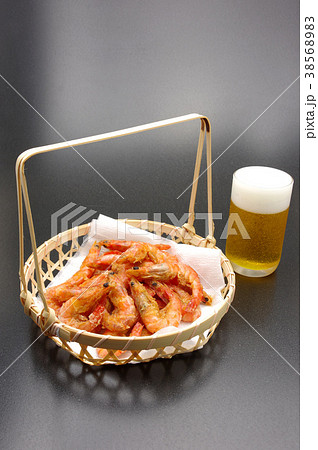 甘海老の唐揚げとビール 甘海老の唐揚げとビール 38568983