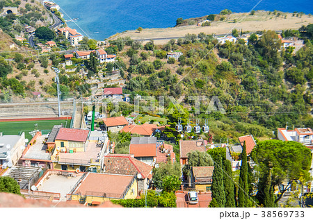 Sicilian landscape with cable cars 38569733
