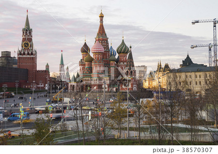 St. Basil Cathedral (at Night) in Moscow, Russia 38570307
