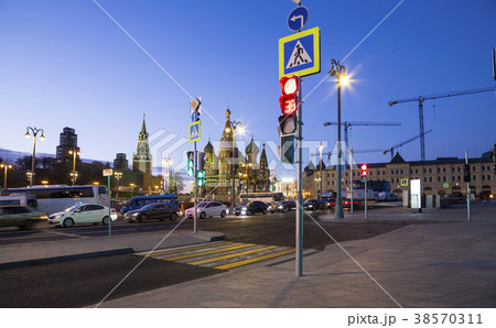 St. Basil Cathedral (at Night) in Moscow, Russia 38570311