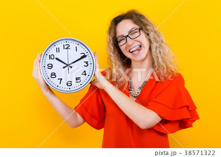 Woman in dress with clocks Woman in dress with clocks 38571322
