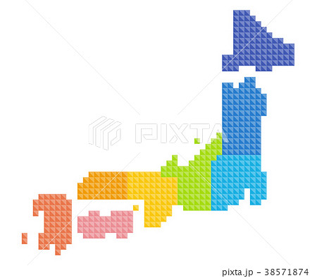 日本地図カラフルドット絵イラスト色分けのイラスト素材 38571874 Pixta