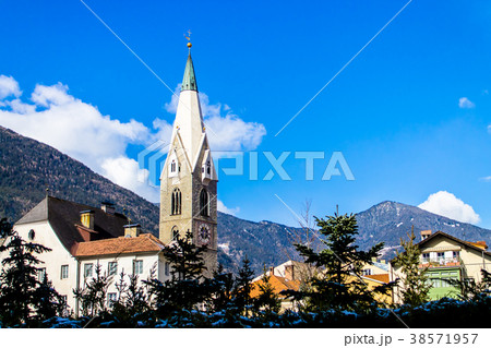 Downtown of Bressanone with the White Tower, Italy 38571957