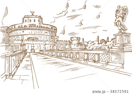 Castel Santangelo hand draw, Rome. 38572591