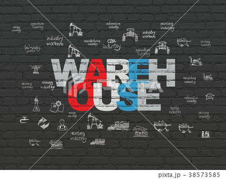 Industry concept: Warehouse on wall background Industry concept: Warehouse on wall background 38573585