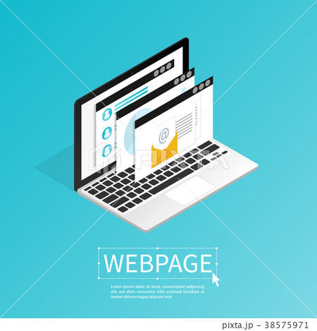 create website webpage design computer isometric  38575971
