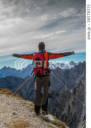 man in italian dolomites, in south tyrol, beautifu 38578253