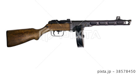 vintage submachine gun on white background vintage submachine gun on white background 38578450